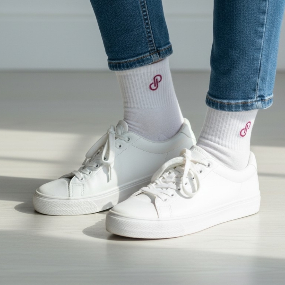 Poshmark White Socks With Fuchsia Logo Detail